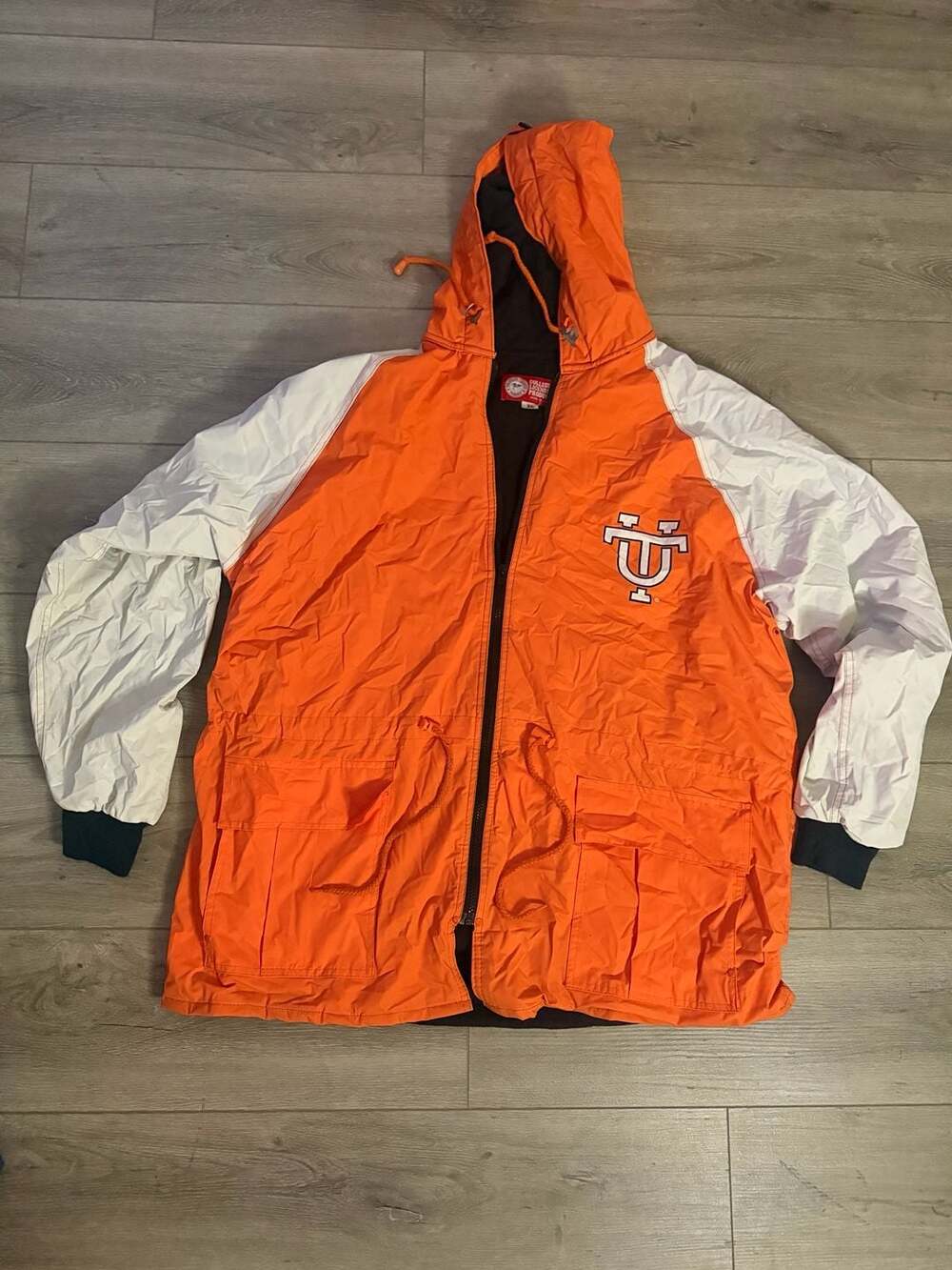 Vintage 1990s Tennessee Volunteers NCAA Colorblock Rain Windbreaker Jacket